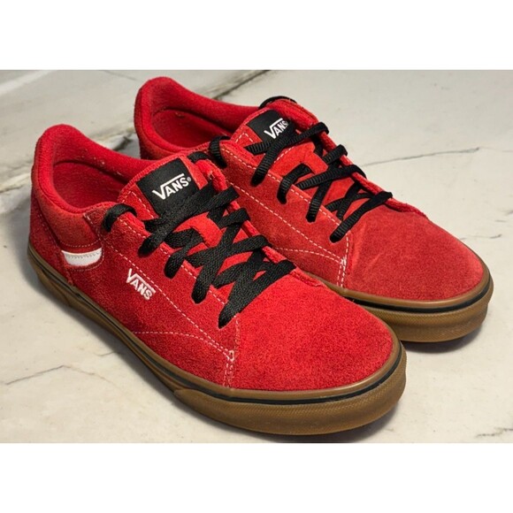 Vans Seldan Lace Up Gum Sidewall Skate Sneaker Youth 5.5 Dark Red - Picture 8 of 10